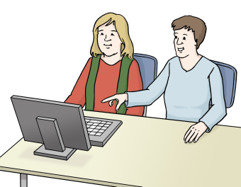 Personen am Laptop Grafik
