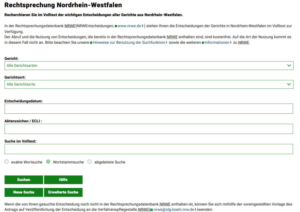 Suchformular NRWE