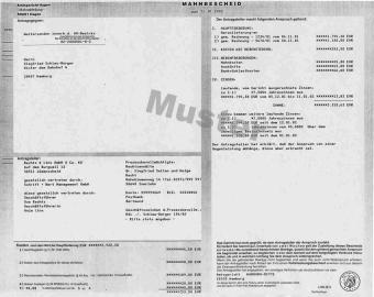 Muster eines Mahnbescheids