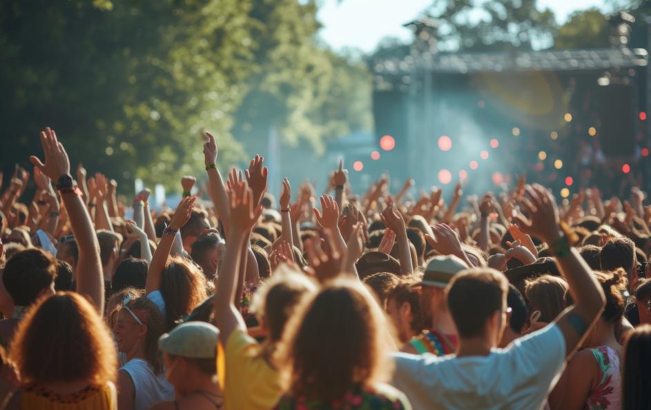 Menschen bei einem Festivalkonzert