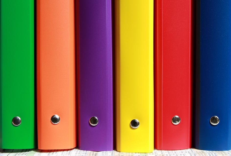 5 bunte Ordner