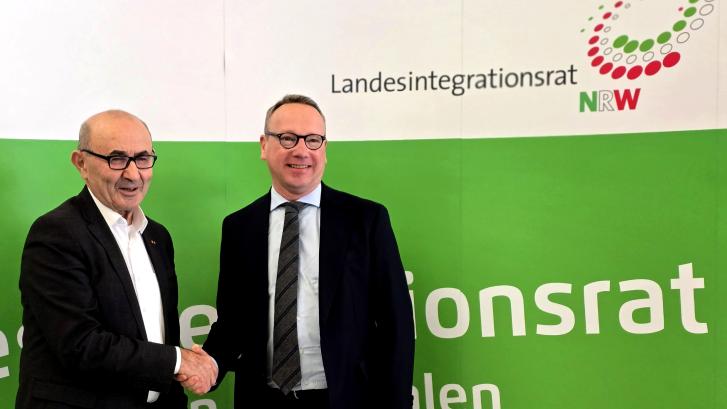 Vorsitzender des Landesintegrationsrats Tayfun Keltek, Minister der Justiz Dr. Benjamin Limbach 