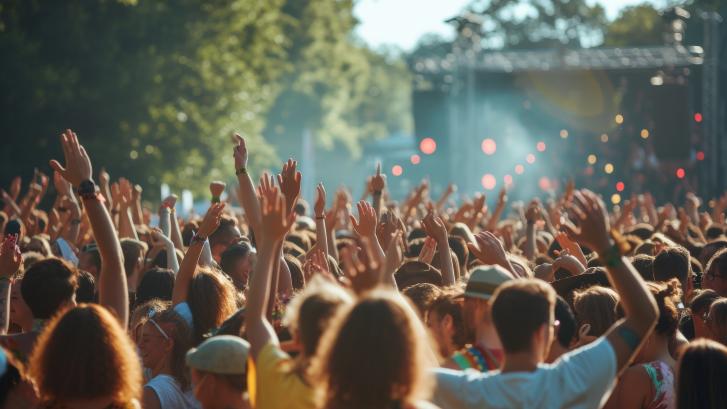Menschen bei einem Festivalkonzert